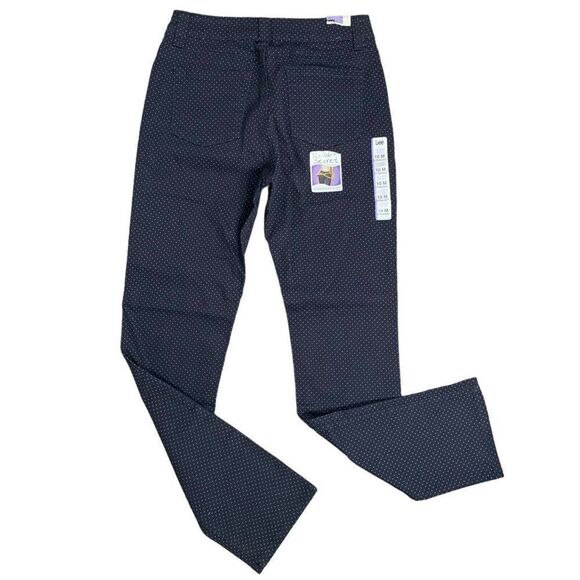 Lee Slender Secret Straight Leg Jeans 10 Blue Polka Dot Mid Rise Stretch NEW - Picture 3 of 6